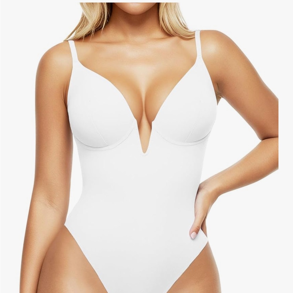 Popilush Elegant White Plunge Bodysuit XL